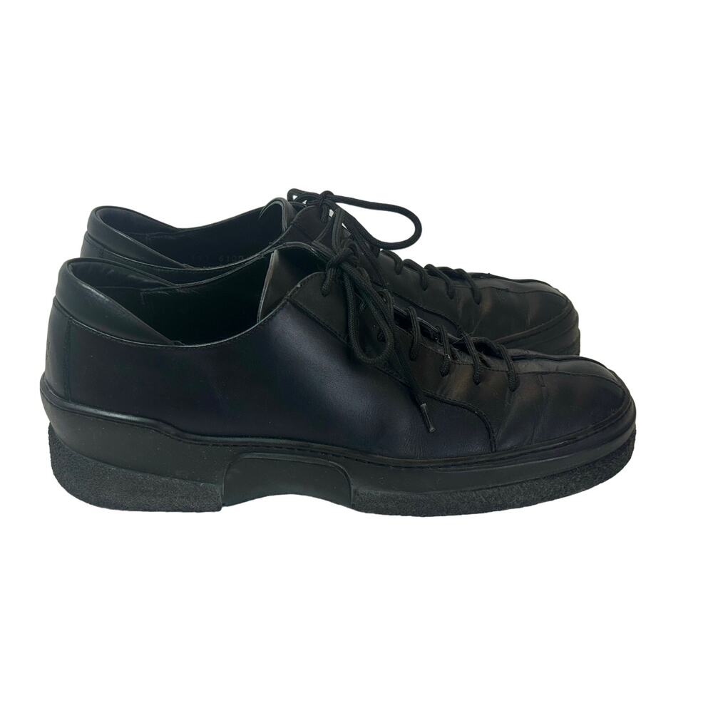 Gucci Black Leather Lace Up Oxford Sneakers Mens 8 / 9.5 US Comfort Casual Logo - Picture 2 of 12